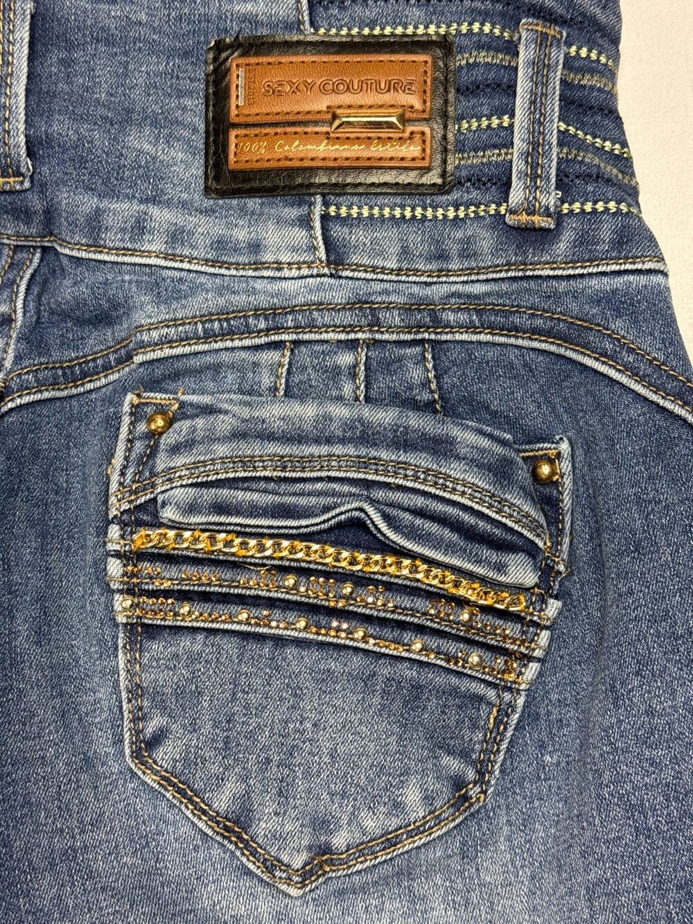 Sexy Couture Women's Embellished Pocket  Heart Shape Cut‎  Jeans -11 (28x29)*
